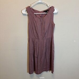 H&M Womens Dress Mauve‎ Pink Sleeveless Casual Button Back Pleated Pockets